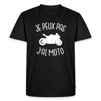 Je peux pas j'ai moto - T-shirt Premium bio Homme - noir - Devant - Nico (187cm)