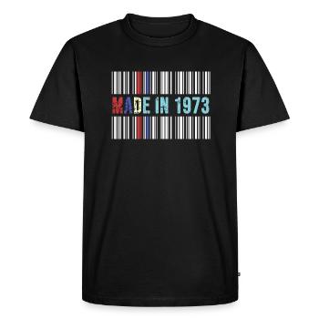 1973 birthday 49 years 49th anniversary retro barcode - Men's Premium Organic T-Shirt - black - Front - Nico (187cm)
