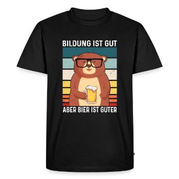 Bildung Ist Gut Aber Bier Ist Guter -Bier Lustig - Männer Premium Bio T-Shirt - Schwarz - Vorne - Nico (187cm)