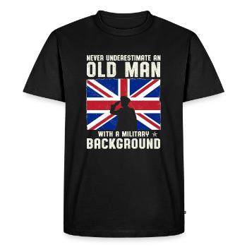 Ne sous-estimez jamais un vieil homme avec une armée - T-shirt Premium bio Homme - noir - Devant - Nico (187cm)
