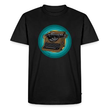 Book, Typewriter, Roman, Classics, Books - Men's Premium Organic T-Shirt - black - Front - Nico (187cm)