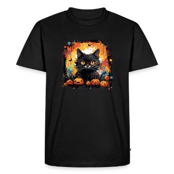 Halloween Pumpkin Cat - Petits monstres mignons - T-shirt Premium bio Homme - noir - Devant - Nico (187cm)