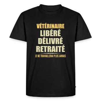 Vétérinaire célèbre sa retraite avec humour cadeau - T-shirt Premium bio Homme - noir - Devant - Nico (187cm)