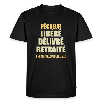 Fisherman Celebrates Retirement with Humor Gift - Men's Premium Organic T-Shirt - black - Front - Nico (187cm)