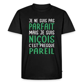 Je ne suis pas parfait mais je suis Niçois - T-shirt Premium bio Homme - noir - Devant - Nico (187cm)