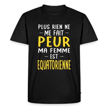 Rien ne me fait peur ma femme est Equatorienne - T-shirt Premium bio Homme - noir - Devant - Nico (187cm)
