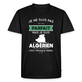 Je ne suis pas parfait mais je suis Algérien - T-shirt Premium bio Homme - noir - Devant - Nico (187cm)