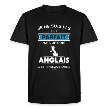 Je ne suis pas parfait mais je suis Anglais - T-shirt Premium bio Homme - noir - Devant - Nico (187cm)