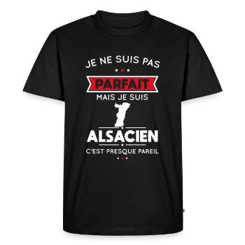 Je ne suis pas parfait mais je suis Alsacien - T-shirt Premium bio Homme - noir - Devant - Nico (187cm)