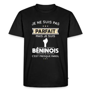 Je ne suis pas parfait mais je suis Béninois - T-shirt Premium bio Homme - noir - Devant - Nico (187cm)