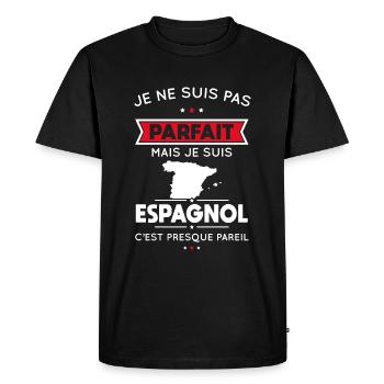 Je ne suis pas parfait mais je suis Espagnol - T-shirt Premium bio Homme - noir - Devant - Nico (187cm)