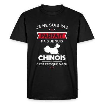 Je ne suis pas parfait mais je suis Chinois - T-shirt Premium bio Homme - noir - Devant - Nico (187cm)