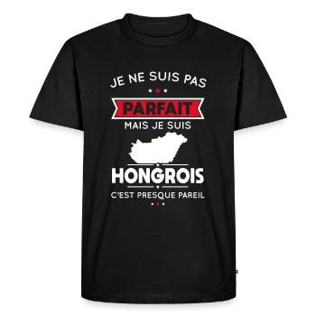 Je ne suis pas parfait mais je suis Hongrois - T-shirt Premium bio Homme - noir - Devant - Nico (187cm)