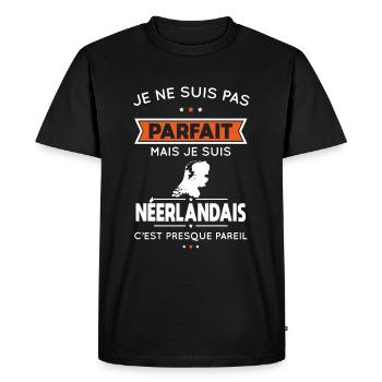 Je ne suis pas parfait mais je suis Néerlandais - T-shirt Premium bio Homme - noir - Devant - Nico (187cm)