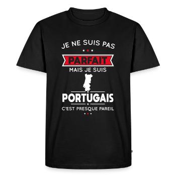 Je ne suis pas parfait mais je suis Portugais - T-shirt Premium bio Homme - noir - Devant - Nico (187cm)
