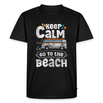 Plage d’été Promenade Sable - T-shirt Premium bio Homme - noir - Devant - Nico (187cm)