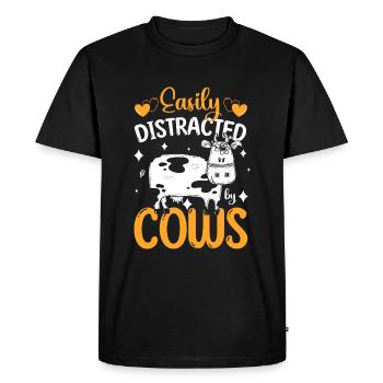 Vaches Fermier Ferme Animal - T-shirt Premium bio Homme - noir - Devant - Nico (187cm)