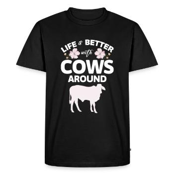 Vache Éleveur Bovins Nature - T-shirt Premium bio Homme - noir - Devant - Nico (187cm)