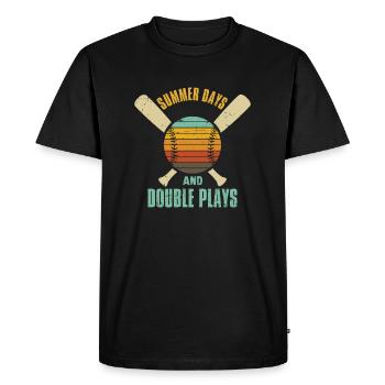 Jours d’été et doubles jeux - T-shirt Premium bio Homme - noir - Devant - Nico (187cm)