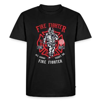 Fire Fighter. Pompier pompier - T-shirt Premium bio Homme - noir - Devant - Nico (187cm)