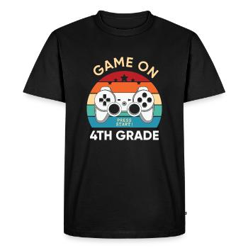 4th class Game on Press start! for students - Men's Premium Organic T-Shirt - black - Front - Nico (187cm)