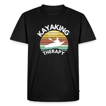 Kayak Canoë Camping Thérapie Grand Motif - T-shirt Premium bio Homme - noir - Devant - Nico (187cm)