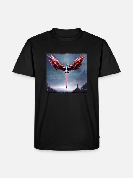 Schwert mit blutigen Flügeln - Männer Premium Bio T-Shirt - Schwarz