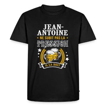Jean-Antoine bière cadeau jean antoine fêtes - T-shirt Premium bio Homme - noir - Devant - Nico (187cm)