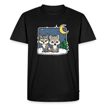 Les deux mignons loups sont enneigés - T-shirt Premium bio Homme - noir - Devant - Nico (187cm)