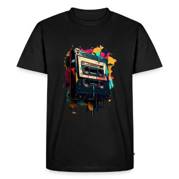 Mixtape rétro - T-shirt Premium bio Homme - noir - Devant - Nico (187cm)