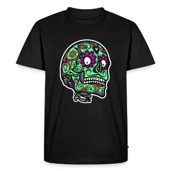 Crâne mexicain - coloré - T-shirt Premium bio Homme - noir - Devant - Nico (187cm)