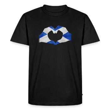Touchez coeur Ecosse drapeau 010 modèles ronds - T-shirt Premium bio Homme - noir - Devant - Nico (187cm)