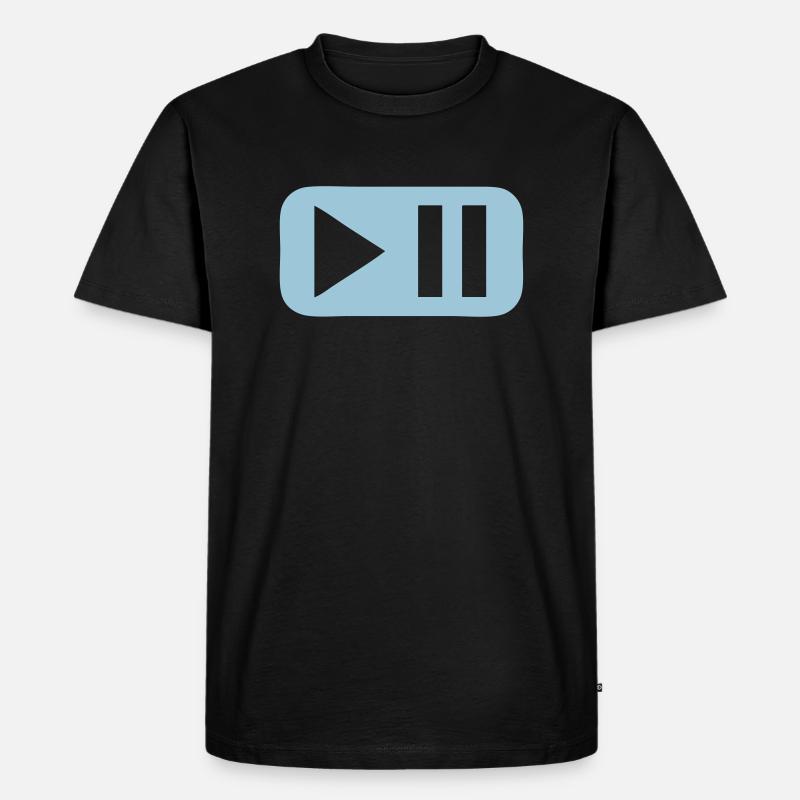 pause play button - Men's Premium Organic T-Shirt - black