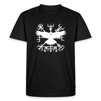 Raven and Vegvisir Viking Compass Vikings Norse - Men's Premium Organic T-Shirt - black - Front - Nico (187cm)
