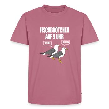 Möwe Fischbrötchen Moin Angeln Hamburg Nordsee See - Männer Premium Bio T-Shirt - Mauve - Vorne - Nico (187cm)