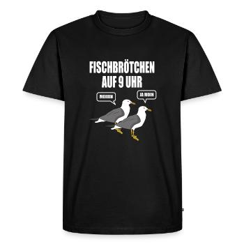 Möwe Fischbrötchen Moin Angeln Hamburg Nordsee See - Männer Premium Bio T-Shirt - Schwarz - Vorne - Nico (187cm)