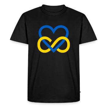 Ukraine Heart blue yellow Blue-yellow Infinity Heart - Men's Premium Organic T-Shirt - black - Front - Nico (187cm)