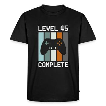 Anniversaire du joueur Niveau 45 Terminé - T-shirt Premium bio Homme - noir - Devant - Nico (187cm)