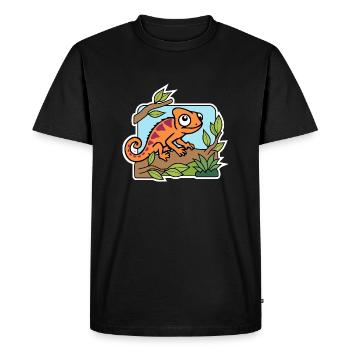 The cute little chameleon has everything in view! - Men's Premium Organic T-Shirt - black - Front - Nico (187cm)