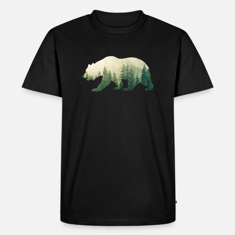 Wald Grizzly - Männer Premium Bio T-Shirt - Schwarz
