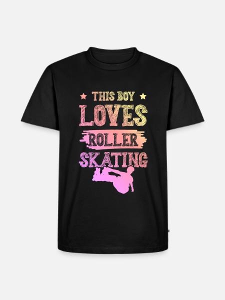 Boy loves roller skates - Men's Premium Organic T-Shirt - black