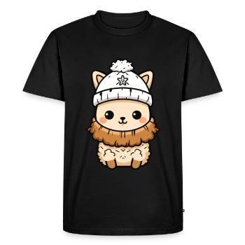 Alpaca Winter Llama Comic Cute - Men's Premium Organic T-Shirt - black - Front - Nico (187cm)