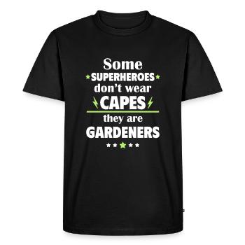 Certains héros ne portent pas de capes, les jardiniers - T-shirt Premium bio Homme - noir - Devant - Nico (187cm)