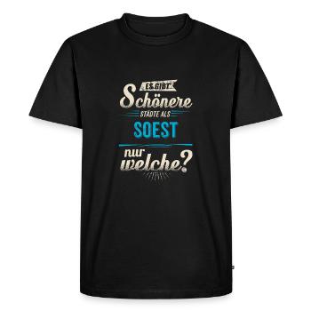 Heimat Stadt - Soest - blau retro - RAHMENLOS - Men's Premium Organic T-Shirt - black - Front - Nico (187cm)