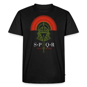 Rom II - Männer Premium Bio T-Shirt - Schwarz - Vorne - Nico (187cm)