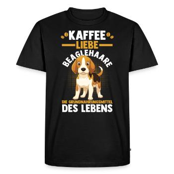 Chien café Beagle - T-shirt Premium bio Homme - noir - Devant - Nico (187cm)