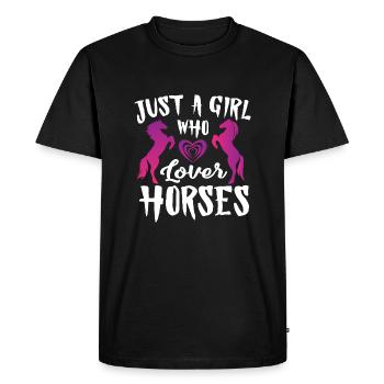 juste une fille qui aime les chevaux - T-shirt Premium bio Homme - noir - Devant - Nico (187cm)