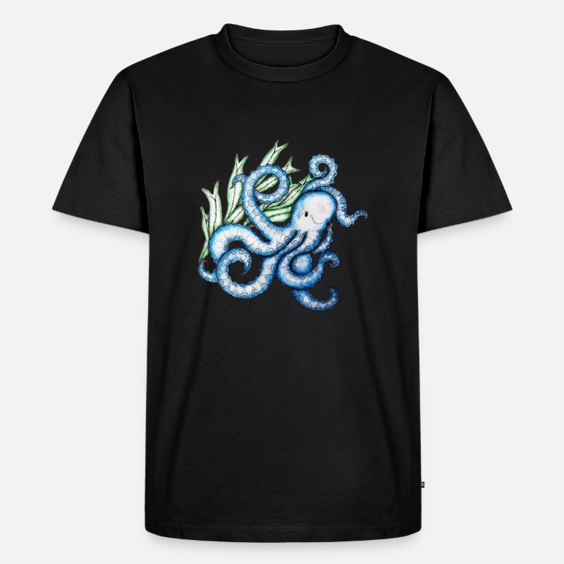 Blauer Oktopus - Männer Premium Bio T-Shirt - Schwarz