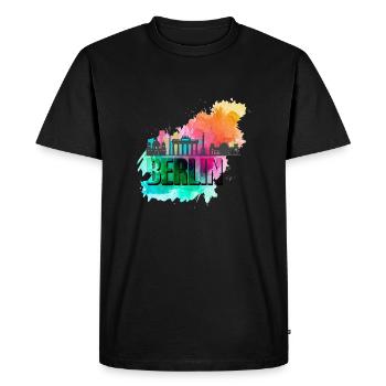 Berlin Allemagne Germany Skyline Ville City - T-shirt Premium bio Homme - noir - Devant - Nico (187cm)