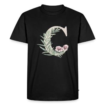 Lettre C avec des fleurs - T-shirt Premium bio Homme - noir - Devant - Nico (187cm)